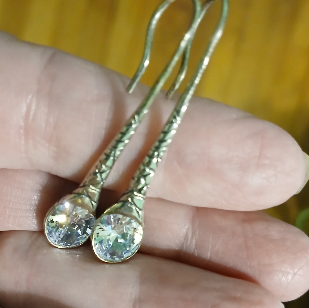 ✨️Silpada Falling Star Cubic Zirconia Earrings in Sterling Silver ✨️ - Picture 3 of 15